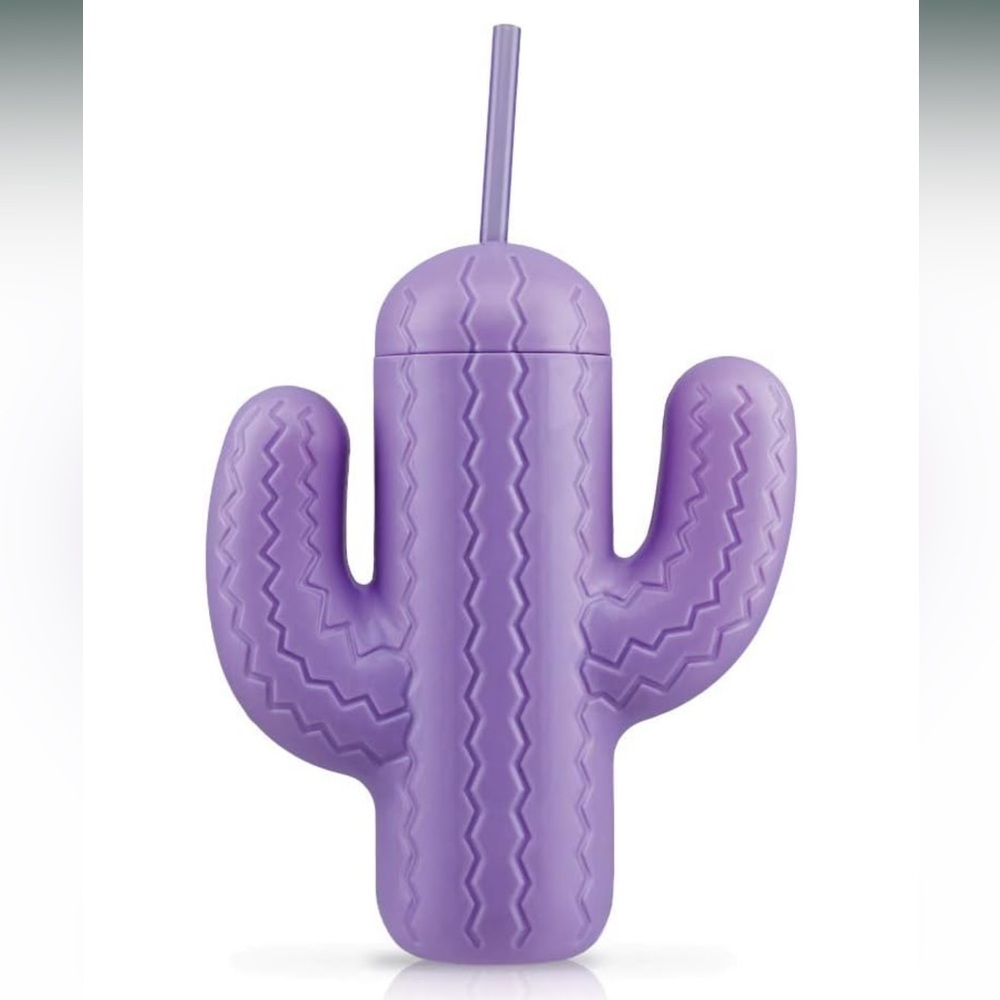 Pink Sky Cactus Cup with Straw